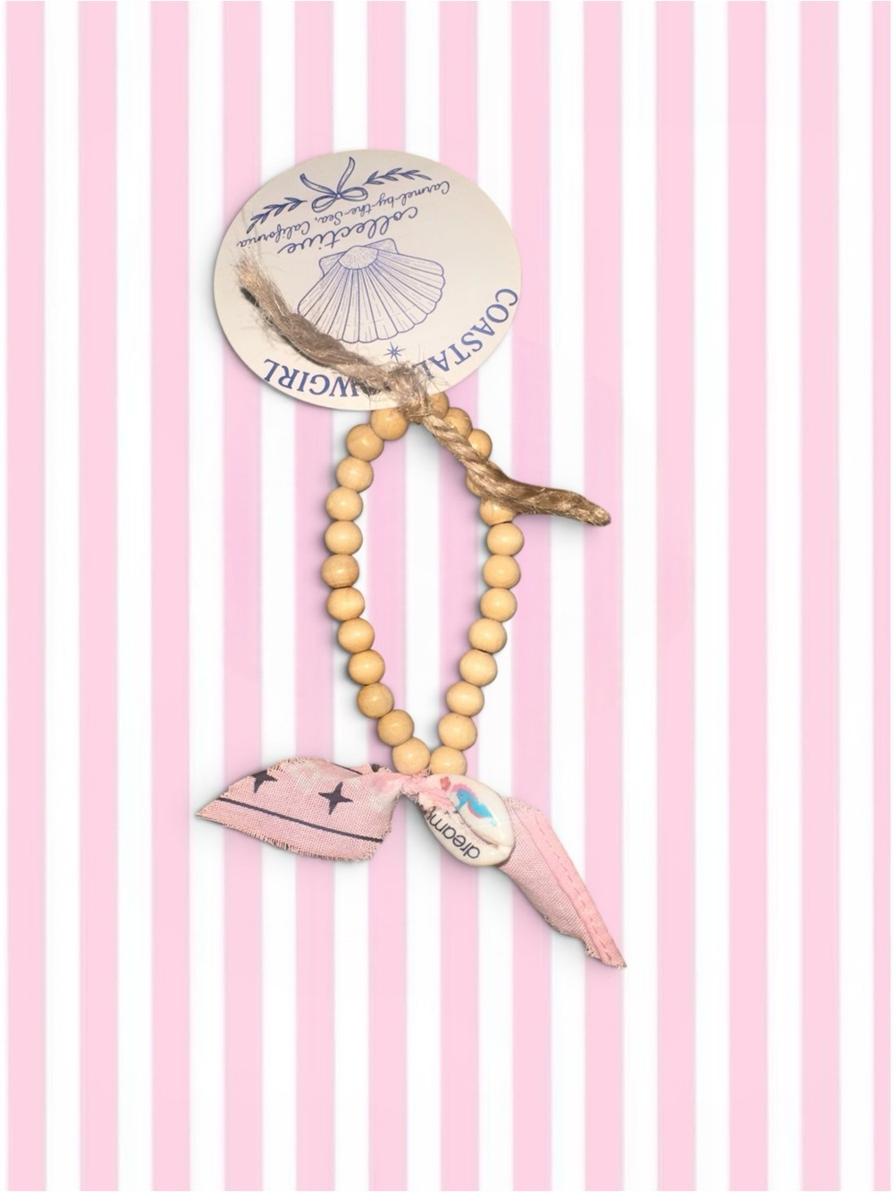 Pink Shell Charm Kids Beaded Bracelet